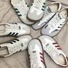 Spring  New Korean Style Flat Casual White Shoes Color Matching German Training Three Bars Genuine Leather German Training Female White