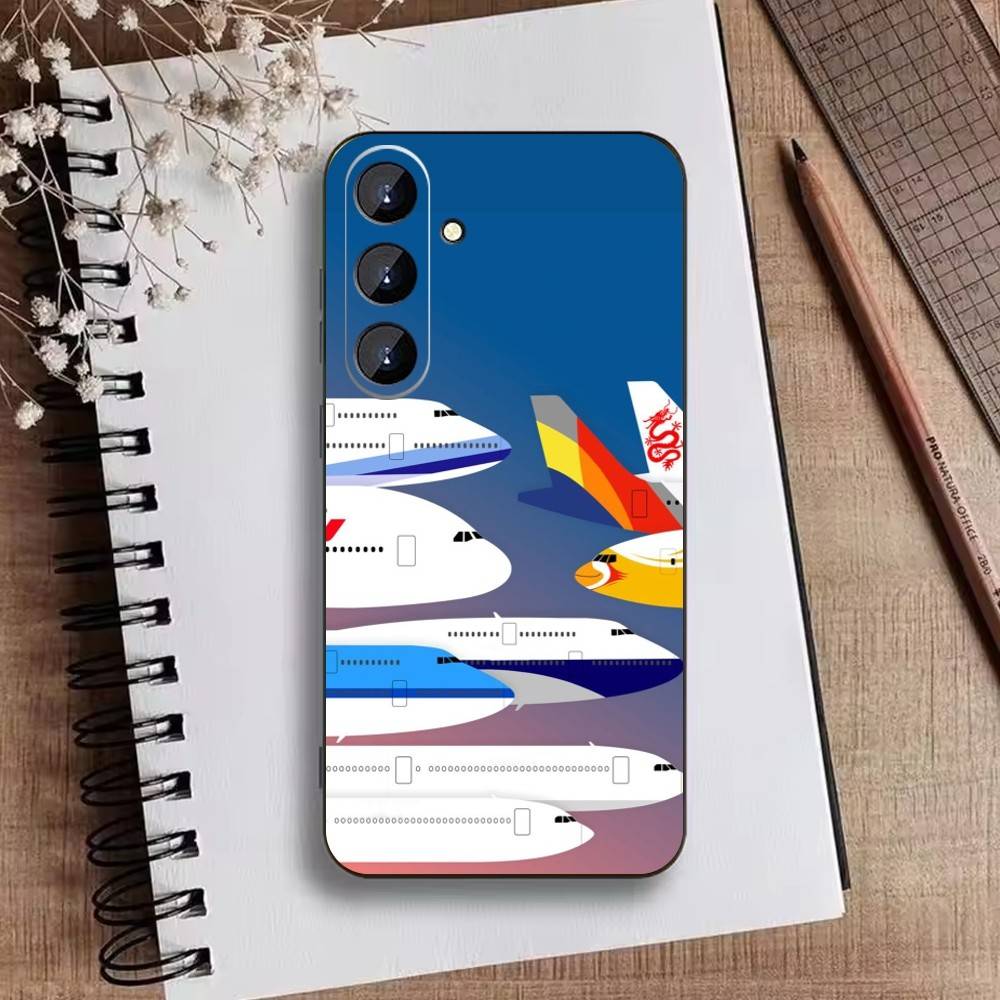 Graffiti Travel Airplane Pattern Phone Case For Samsung Galaxy A73,A21s,A22,A31,A52,A53,A71,A41Soft Black Shell