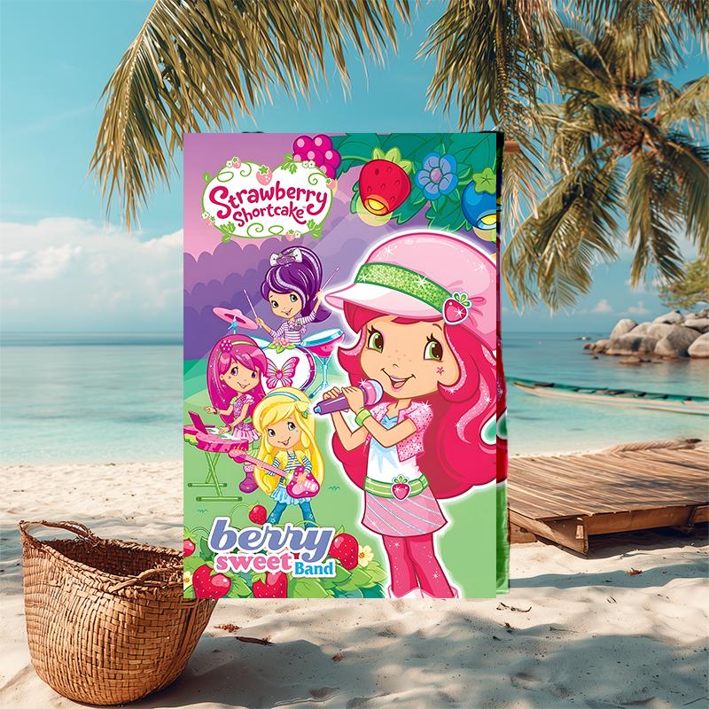 1pc Strawberry Princess3 Beach Towel, Comfortable and Thick, and Swimming/Bath/Picnic/Camping Towel, Suitable for Seaside Beaches