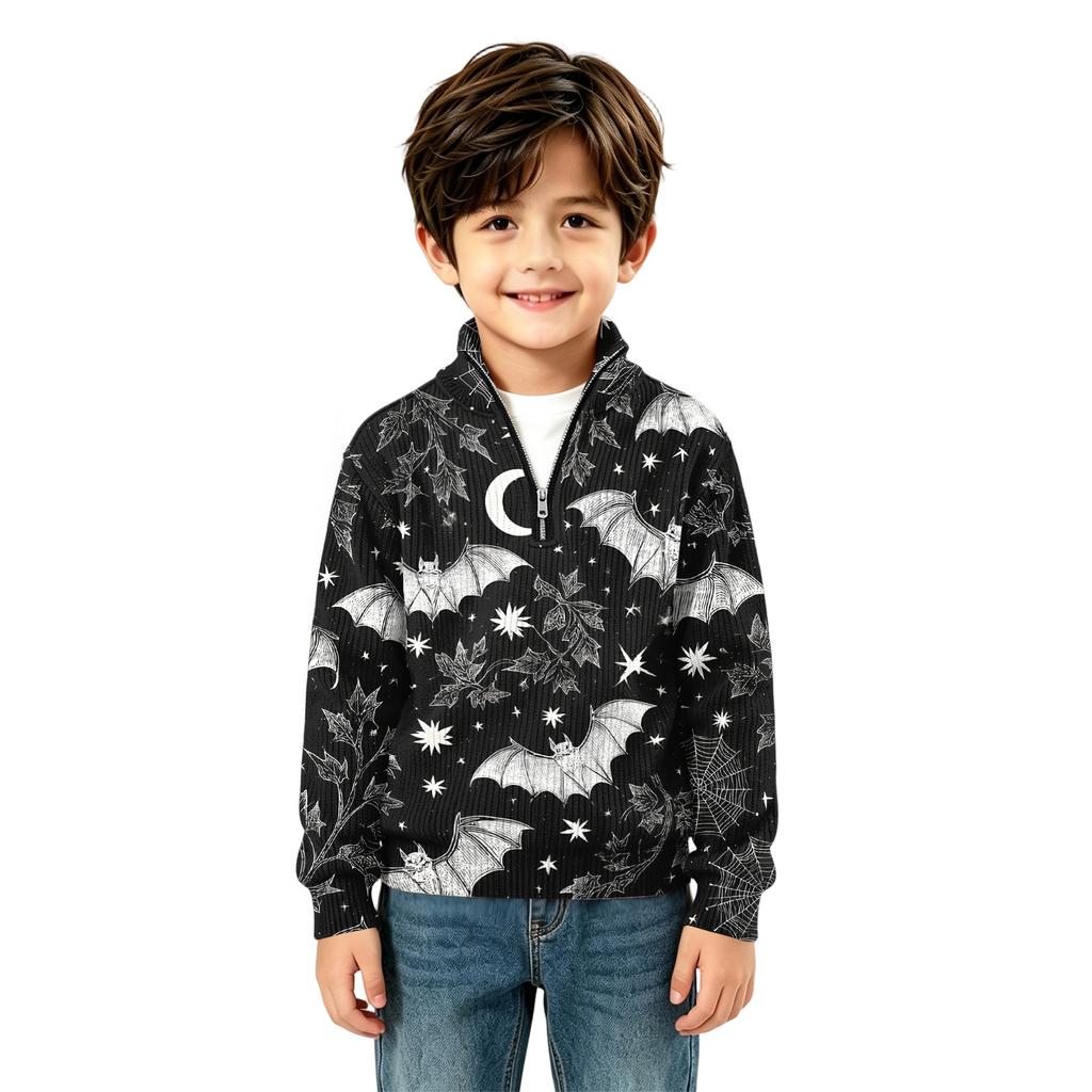 Kids' Knit Sweatshirt with Halloween Print for Fall Festival