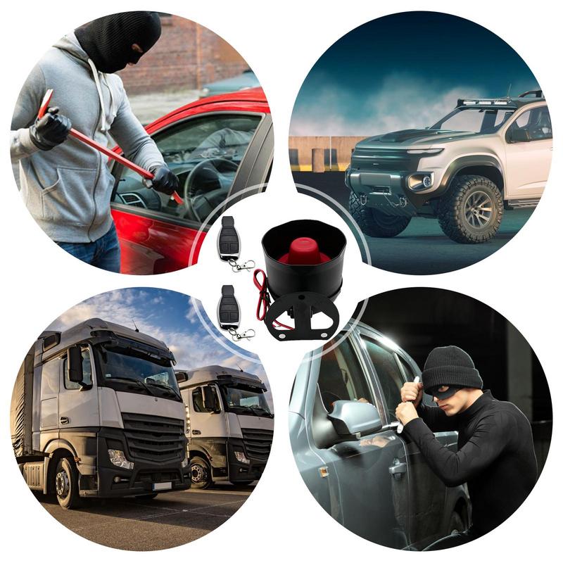 Car Alarm System For Theft Prevention With Sound 12V Auto Anti-Theft Protection System 2 Remote Controls Adjustable Sensitivity