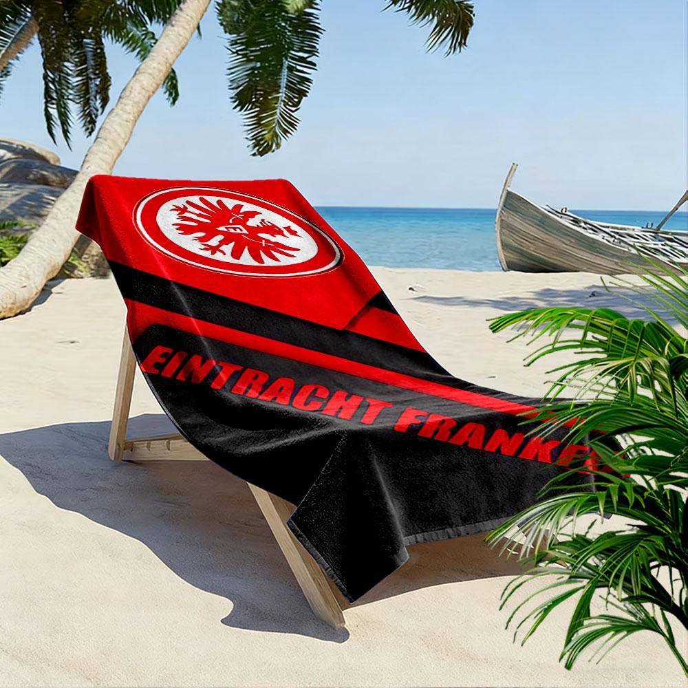 Strandtuch mit Eintracht Frankfurt Deutschem Wappen, Schnelltrocknend Leicht, Ultra Weich Saugfähig, für Urlaub Pool Geschenk
