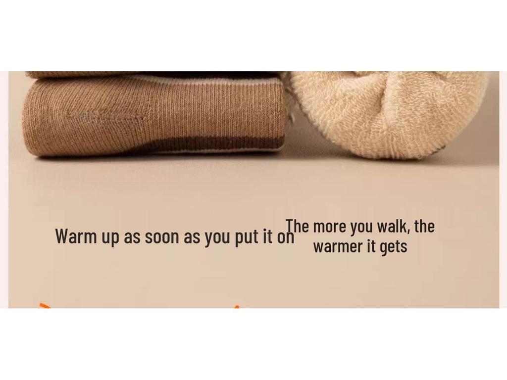 Dětské froté ponožky střední délky v kávové barvě - Teplé, zesílené, podzimní/zimní styl pro chlapce a dívky.