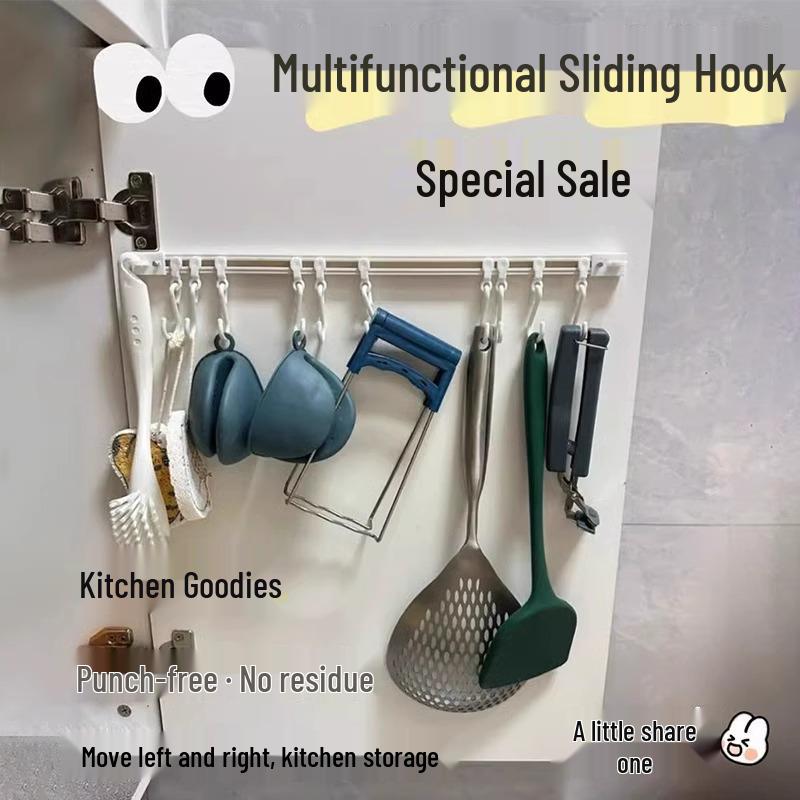 Drill-Free Kitchen Hook Track & Sliding Rack System for Cabinets
