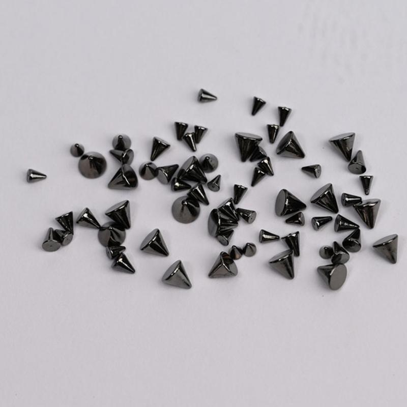 Pack Of 6 Unique Style Metal Nail Art Studs Assorted Shapes Bold Gothic Decorations For DIY Manicure Designs