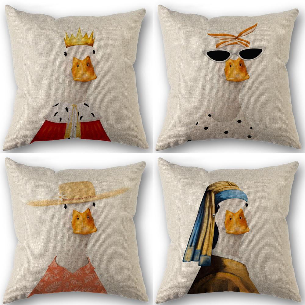 Tonnika Chen Unisex Funny Duck Pillowcase Wedding Decorative Linen Pillow Case For Home Pillow Cover 45X45(One Sides)