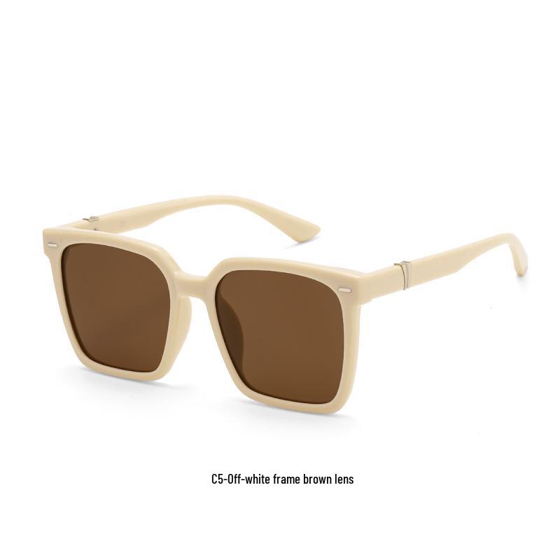 Korean Style Studded Black Polarized Sunglasses - Large Frame, Anti-UV