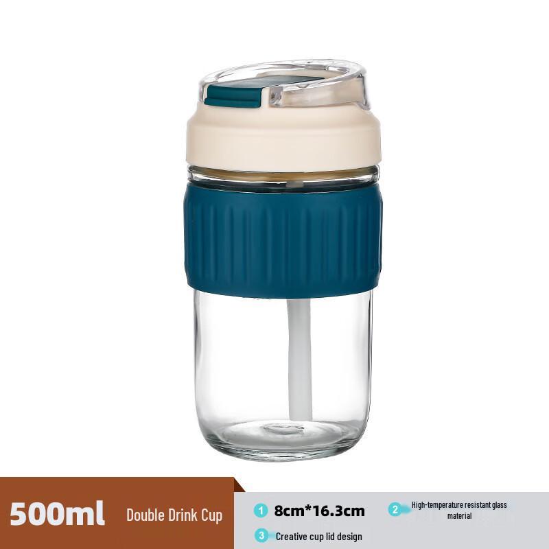 High-Value Dual-Drink Straw Glass Water Bottle