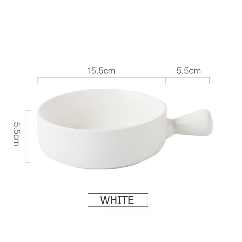 6 Inch Porcelain Baking Plate Dessert Bowl Ramekin Baker Dinner Plate Pasta Dishes Baked Rice Bowl with Handle Microwave Safe