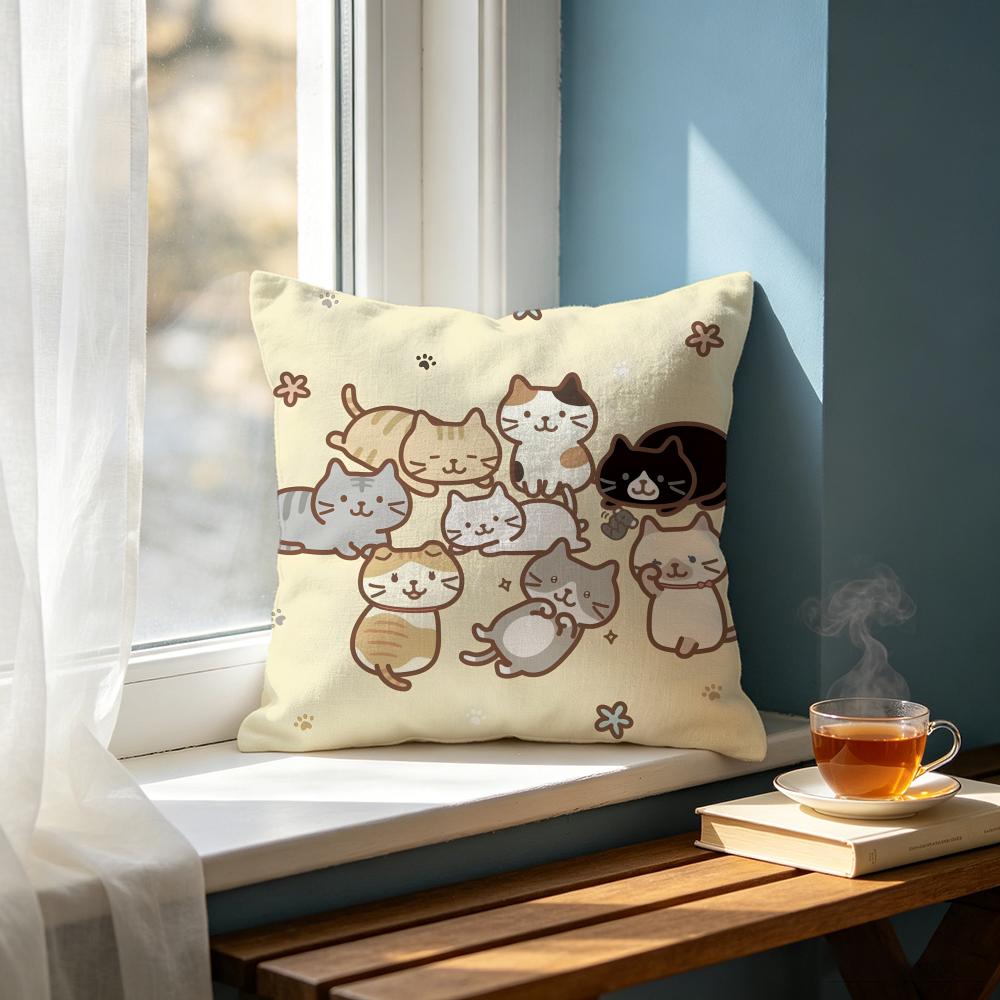 Cute FFuku Fuku Nyankoed Cushion Cover Cushion Cover Set Pcs x x x Pillowcase Decorative Sofa Home Decor