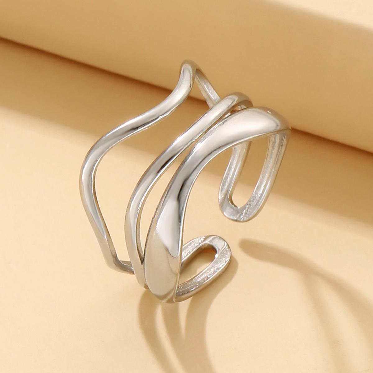 Titanium Steel Multi-Layer Adjustable Stacking Ring for Women