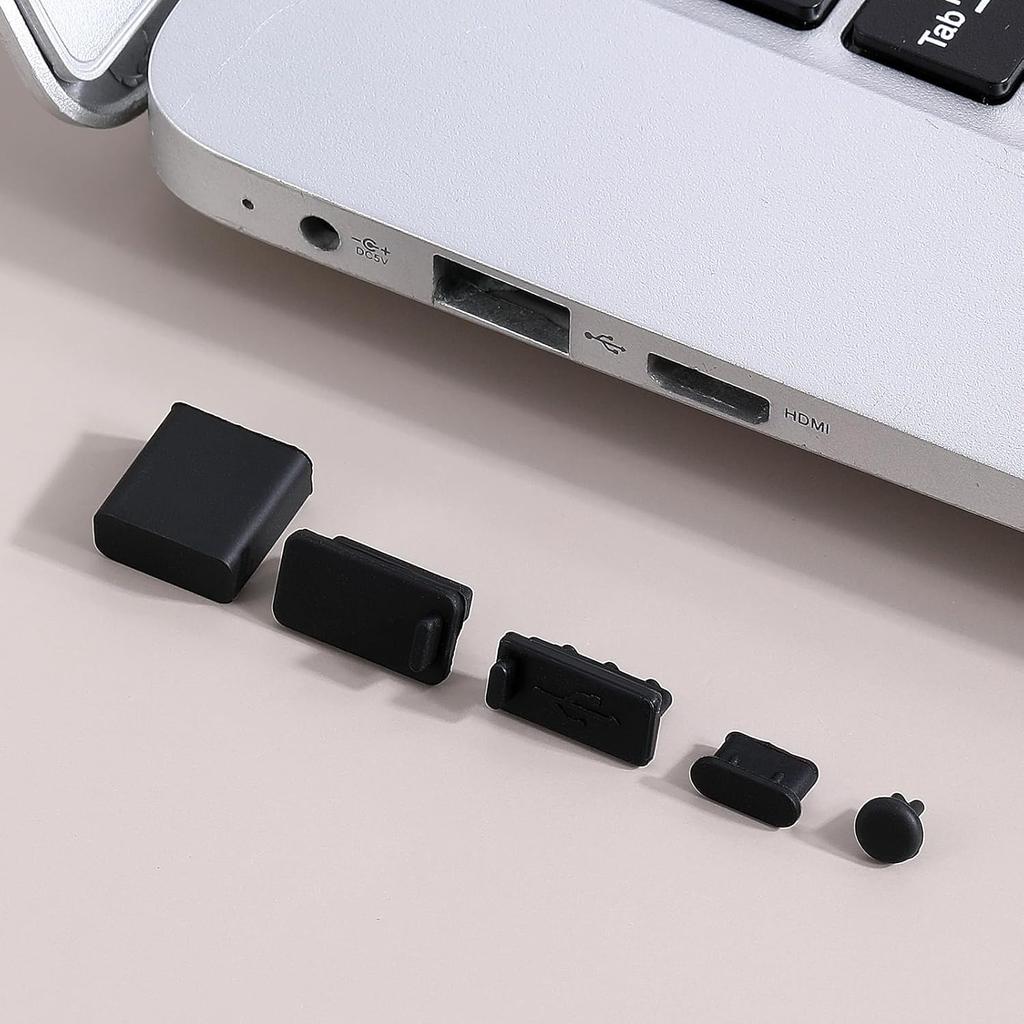 Bewudy 40 PCS 5 Types USB Anti Dust Cover Plugs, USB Type-C Dust Stopper, USB Dust Port Cover Plugs, Silicone USB Port Protector for USB A Female &