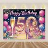 50th Birthday Party Decoration Backgound Surprise Colorful Glitter Balloon Cake Gift Banner Family Happy Photography Studio Prop