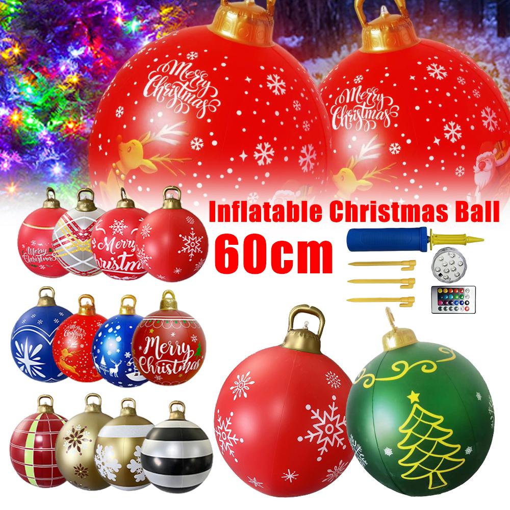 Big Sale 60cm Inflatable Christmas Ball With Light PVC Inflatable Balls Christmas Decorations Santa Claus Giant Balls Xmas Decor
