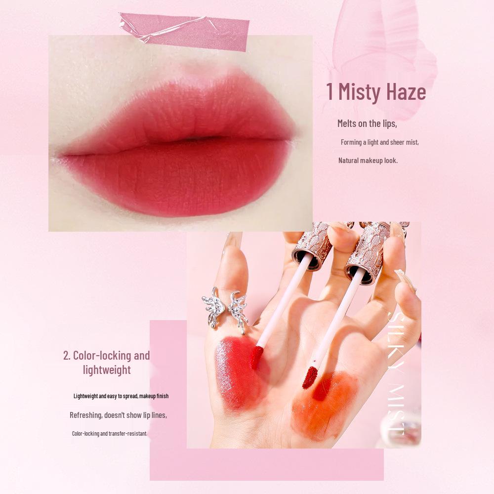 Haitrier Silky Smooth Lip Glaze: Rich, Full Color, Even Natural Application, Velvet Matte Finish.