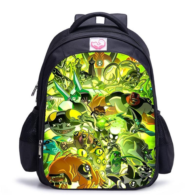 Ben10 Teenager Hacker Klassische Schwarze Schultasche Jungen Entlastende Rückenstütze Schultasche Grundschüler Tägliche Schulrucksack