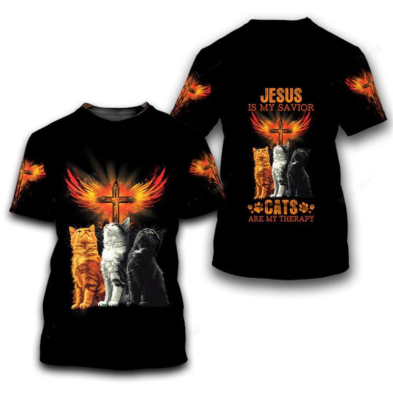 

Футболка с милым домашним котом и 3D-принтом, унисекс, повседневная, смешная, повседневная, с коротким рукавом, красочный ретро-узор, модная футболка 6XL