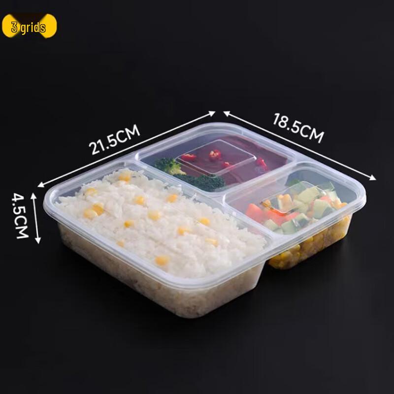 Aoran Disposable Divided Lunch Containers 3 Compartments, 150 Sets