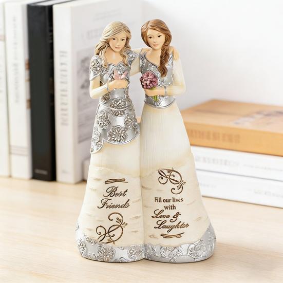 Resin Desktop Figurine Little Angel Girl/Sisterhood/Friendship Statue for Shelf Home Office Desk Car Decor
