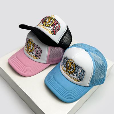 New Unisex Embroidered Badge Letters Baseball Hats Color Block Sunshade Mesh Breathable Trucker Caps Versatile Fashion Personal