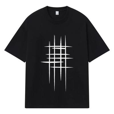 2026 Grid Pattern Printed Graphic Streetwear Y2k Harajuku 100% Cotton T Shirt Casual Oversized Summer Men T-shirt