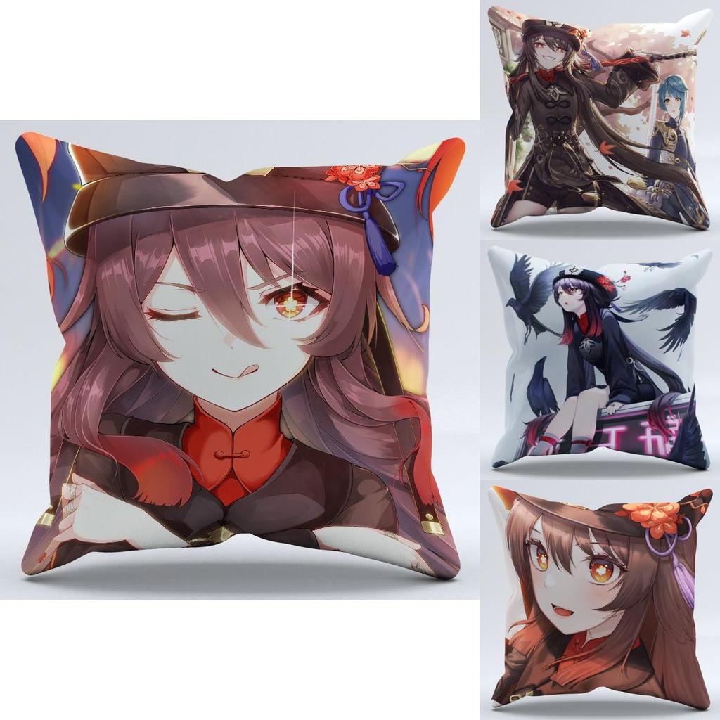 Genshin Impact Hu Tao Pillow Case Soft Plush Cushion For Magical Home Decoration