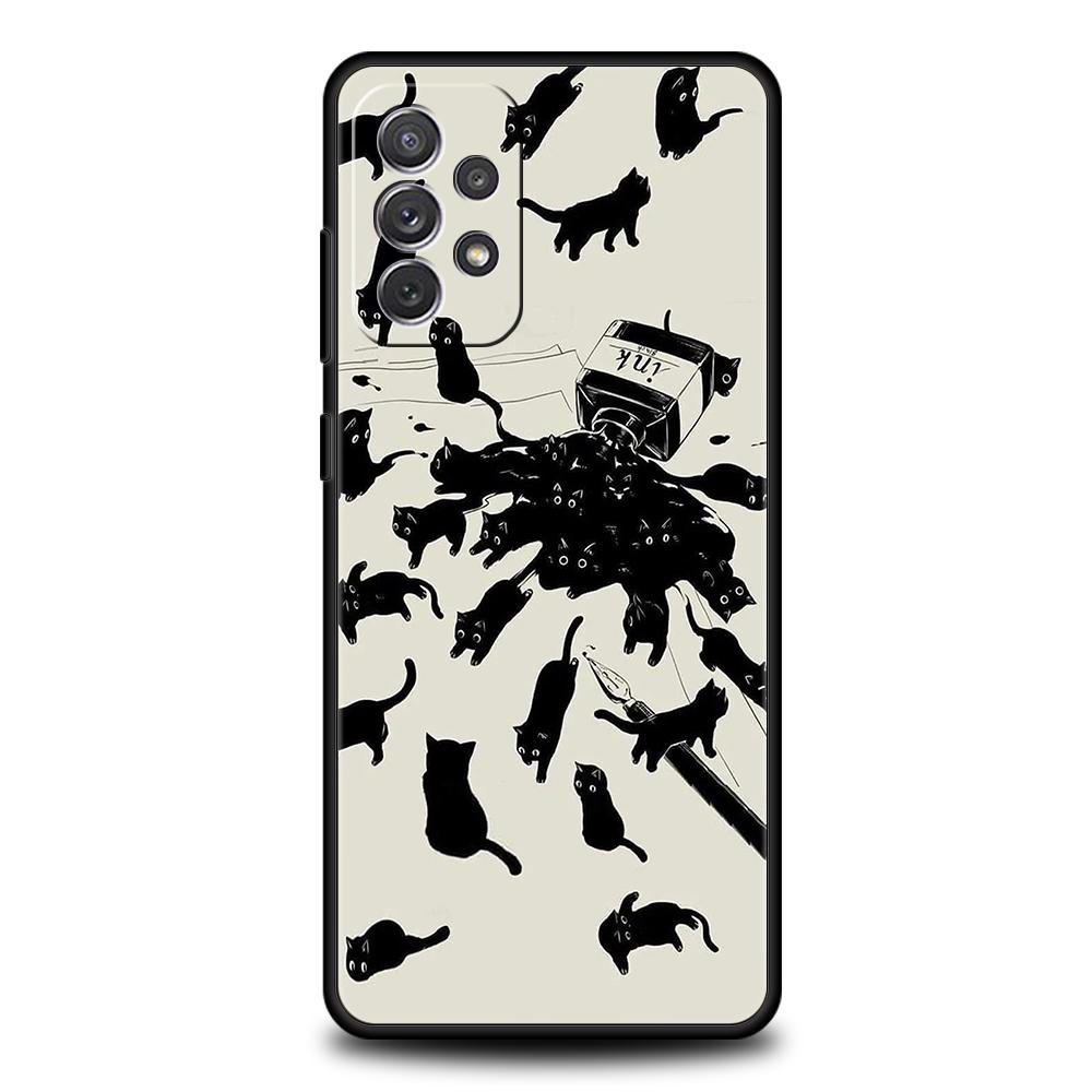 Cartoon Cat Phone Case for Samsung Galaxy A13 A14 A54 A73 A34 A51 A71 A22 A23 A32 A52 A01 A11 A21S A31 A41 Soft Shell Capas Bags