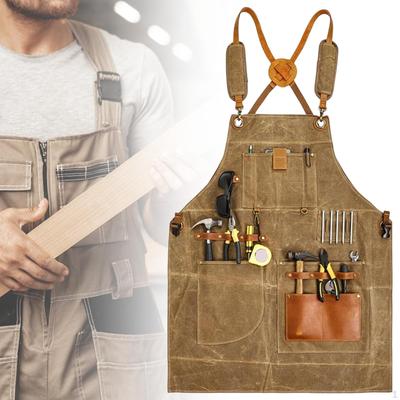 Canvas Apron Gardening Cross Back Multipurpose Woodworking Shop Tool for Gardeners