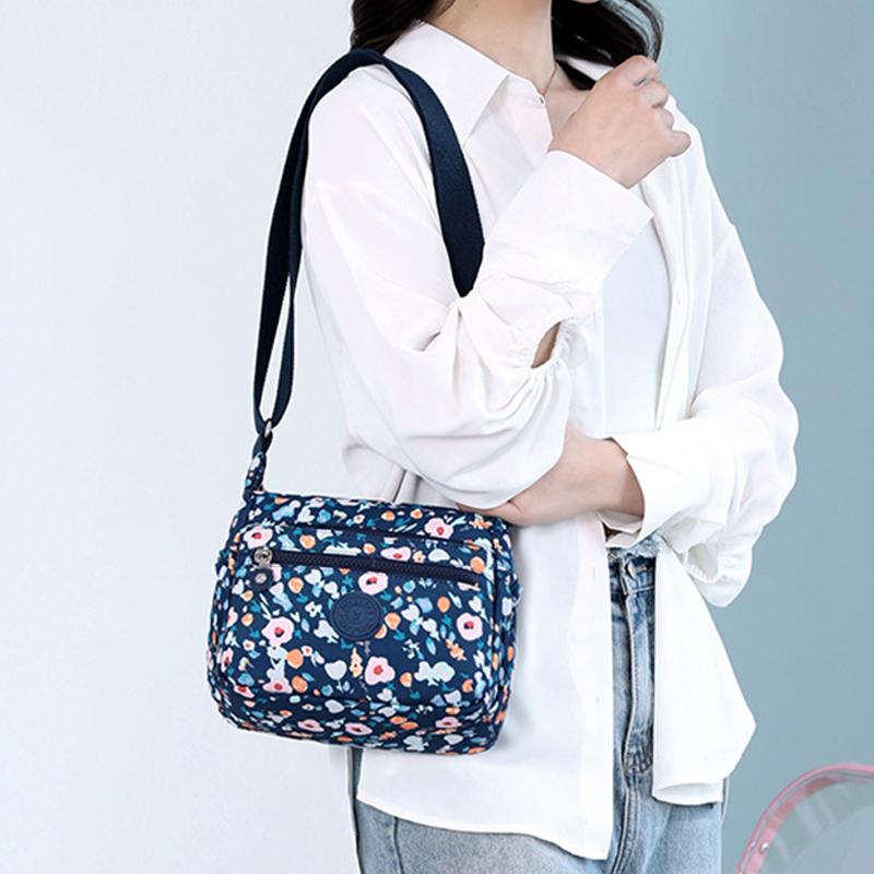 2025 New Fashion Nylon Printed Messenger Bag Large-capacity Multi-layered Flower Shoulder Bag Casual Joker Ladies Crossbody Bag