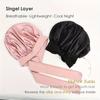 Satin Silky Bonnet With Adjustable Tie Band, Lightweight Sleeping Hair Cap For Women Men, Hair Care Night Bonnet