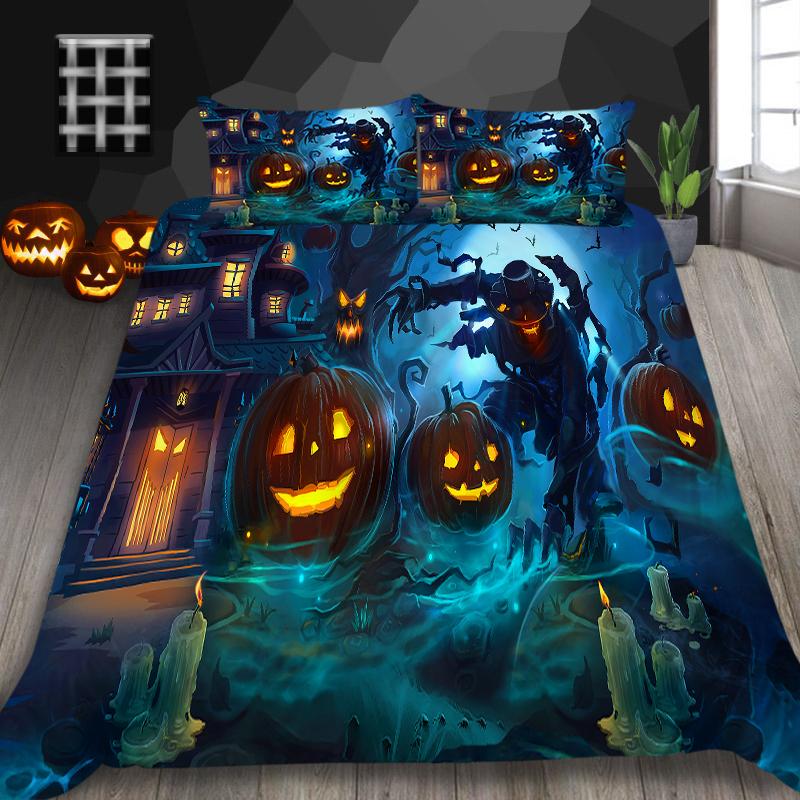 Halloween Home Bedding Set Pumpkin Lamp Duvet Cover Full Size Single/Double Bed 2/3 Piece Home Decoration