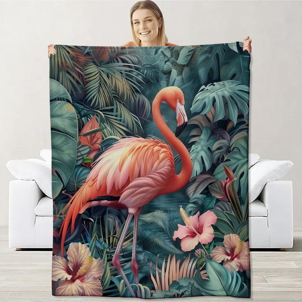 Flamingo Blanket Pink Blanket Digital Print Flannel Lunch Break Blanket Nap Sofa Blanket