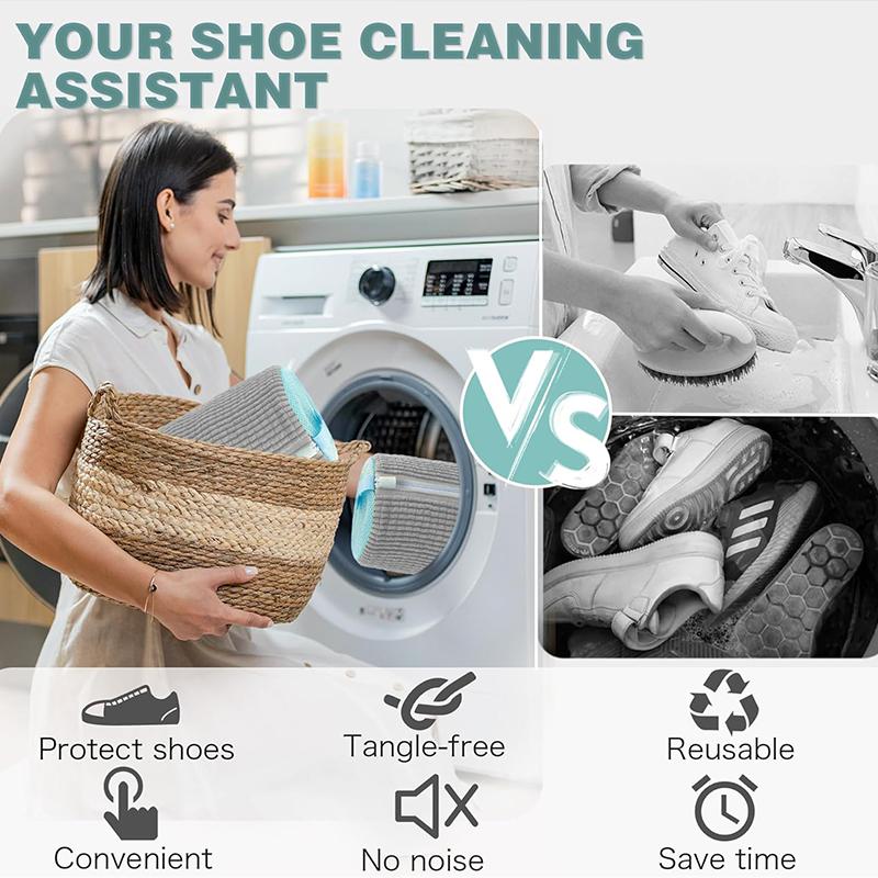 Wash Shoe Cleaning Bag Padded Net Laundry Shoes Protector Fluffy Fibers Polyester Washing Shoes Machine Laundry Bag Drying Bags