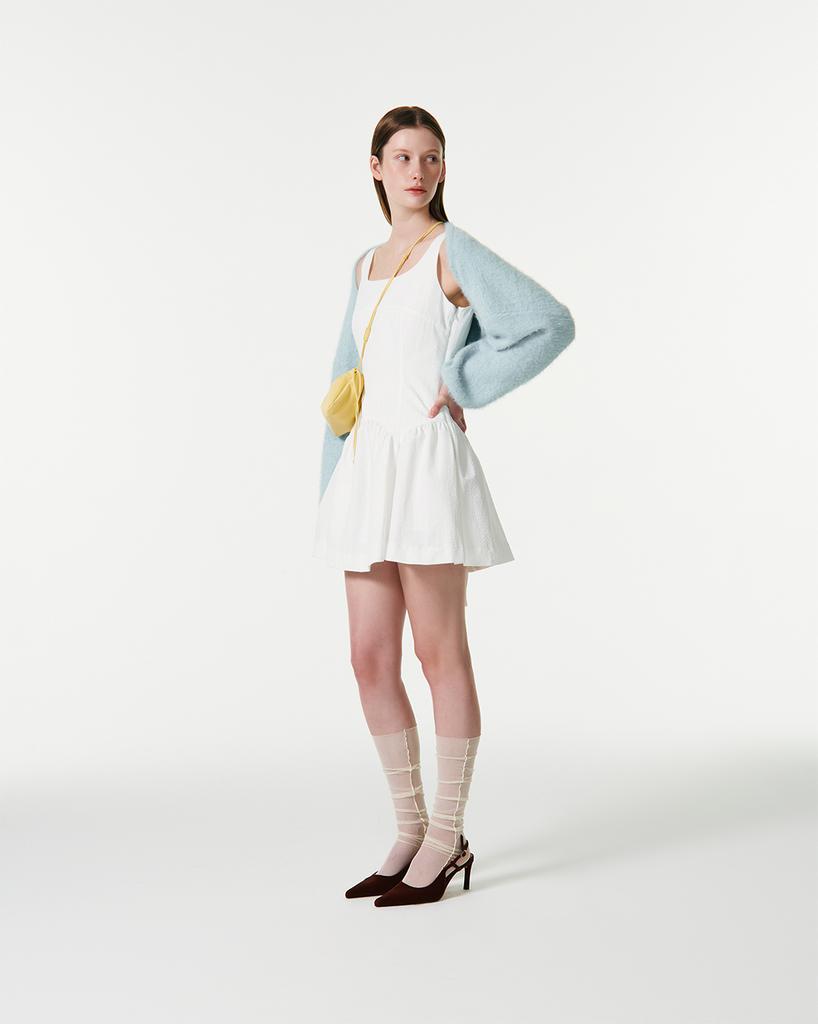 CURRENT Ribbon Strap Sleeveless Dress [White]