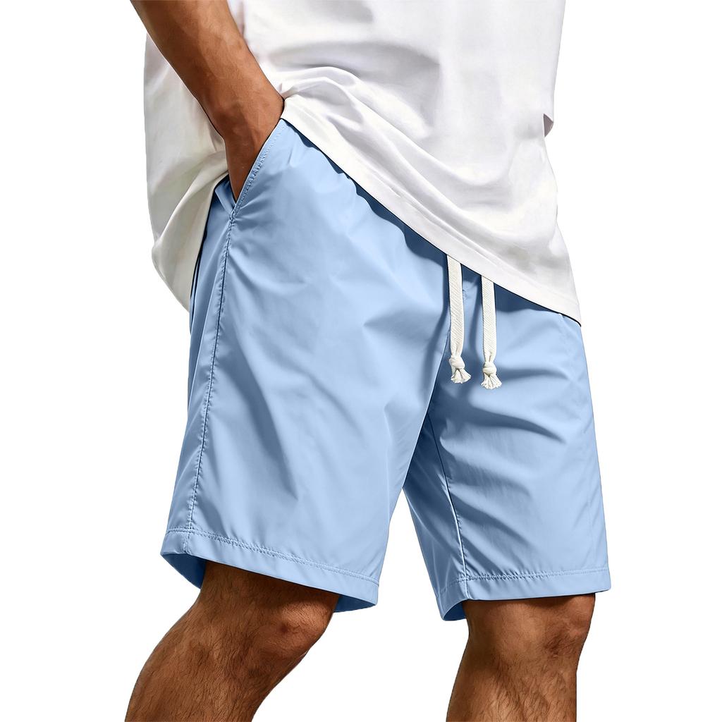 Men's Casual Quick Dry Drawstring Shorts Lightweight Breathable Five-Point Beach Pants Suitable for Outdoor Activities and Daily Wear