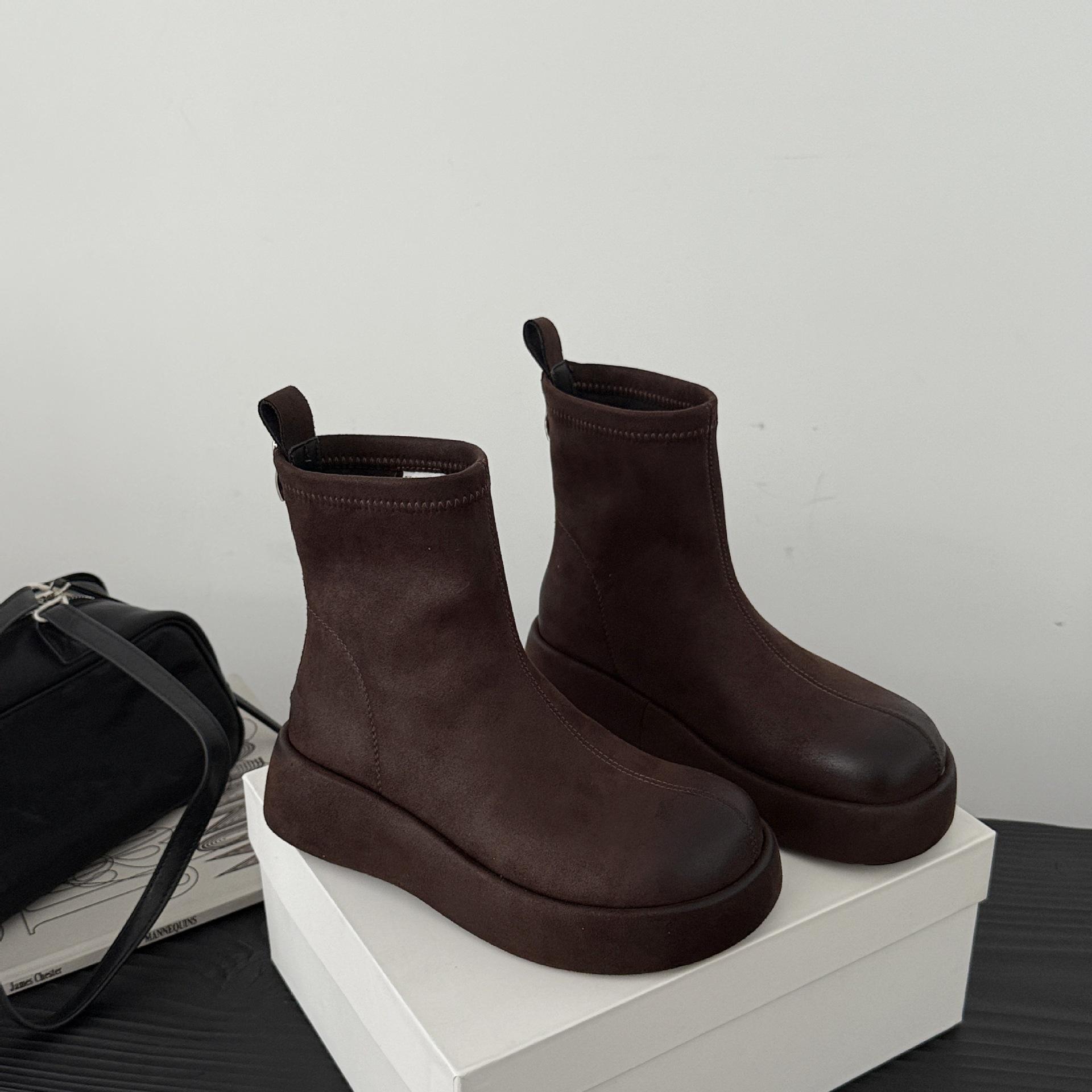 

MARCO&JOYCE Women s Retro British Style Heeled Ankle Boots - Autumn Fashion Elastic Skinny Fit 35 коричневий