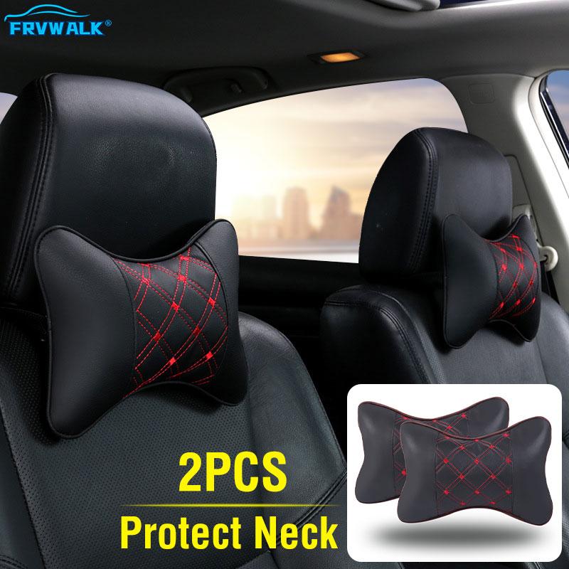 

2pcs Pu Leather Car Neck Pillows Head Support Protector Universal Headrest Backrest Cushion for Head Pain Relief Rest