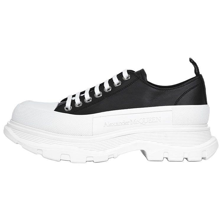 Alexander McQueen Tread Slick Low Lace Up Black Leather White 627225WHZ621071