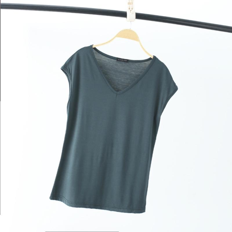 Women's Summer Korean-Style Sleeveless V-Neck T-Shirt Solid Color Slim-Fit Base Layer Top