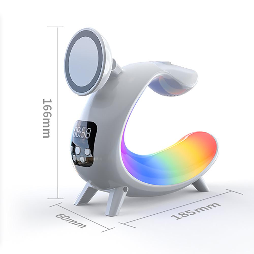 

Новая многофункциональная настольная лампа 6-в-1 для мобильного телефона, часы, наушники, беспроводная зарядка, красочный ночник, лампа для окружающей среды, Bluetooth-динамик