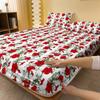 Simple 1 Modern Plant Flower Printed Matte Fitted Sheet, Bedroom Printed Bed Cover, Bedding Excluding Pillowcases