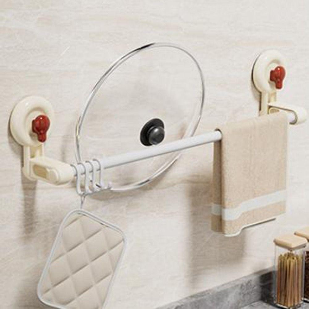 Punch Free Single Rod Towel Rack Plastic Bath Towel Hanger Suction Cup Towel Rack  Kitchen