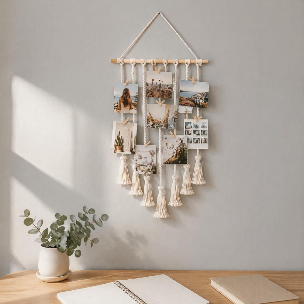 25.59 X 15.75 In Macrame Wall Hanging 25 Wood Clips Boho Wall Decor Bedroom