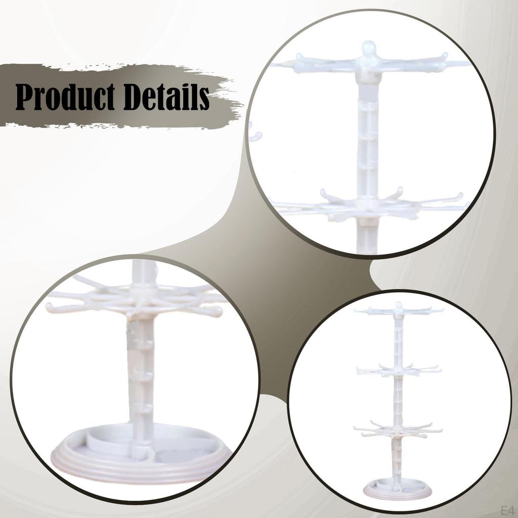3-Tier Rotating Jewelry Display Stand for Necklaces, Keychains, Watches, Rings, Earrings, Scrunchies
