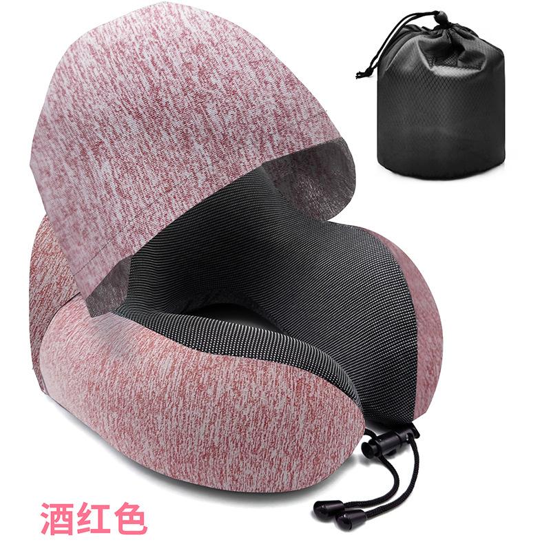 Multi-functional Hooded Memory Foam Travel Pillow - Portable U-Shaped Neck Support for Airplane & Office Nap