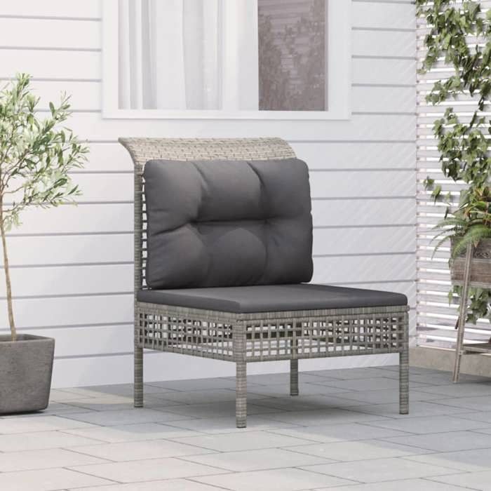 VidaXL Canapé Central de Jardin avec Coussin, Siège de Terrasse, Canapé Sectionnel, Meuble d'Extérieur Patio Arrière-Cour, 319667