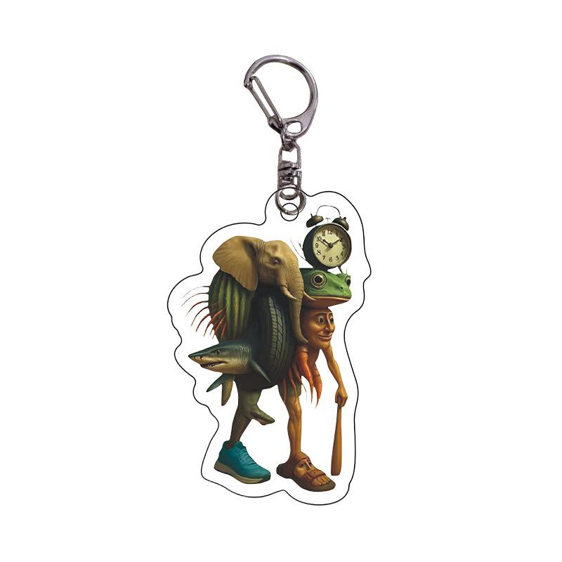 Tung Tung Tung Sahur 5Cm Acrylic Keychain Accessories – Whimsical Abstract Mirage Creature Designs Bag Charm
