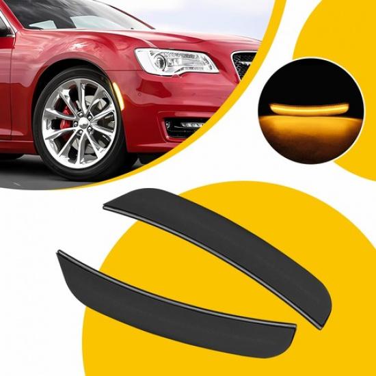 2/4X Side LED Light Marker Smoked Lens Front Rear FOR 2015- Chrysler 300