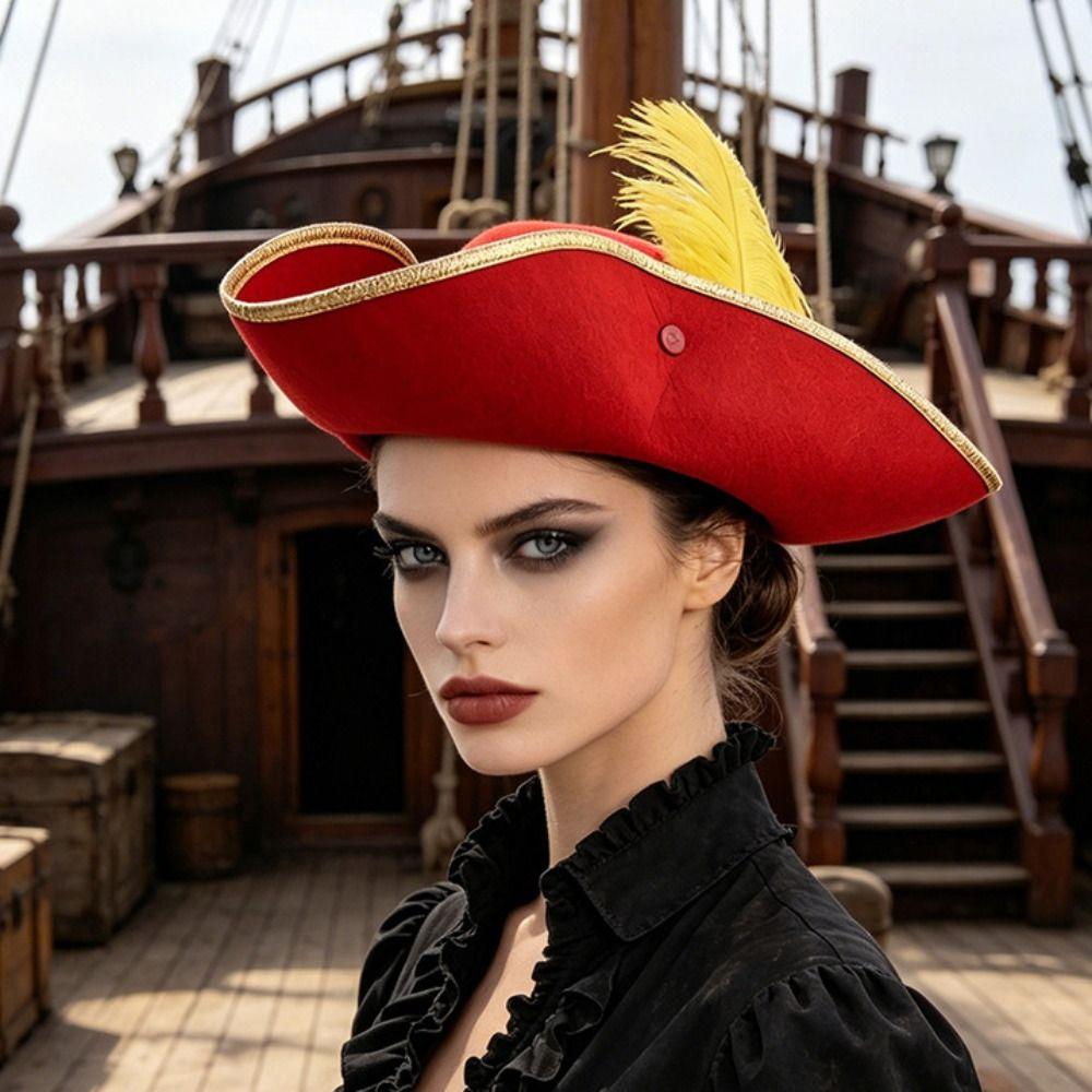 Retro Cosplay Pirate Hat Jack Hat Adult Tricorn Hat Casual Western Cowboy Hat Costume Accessories