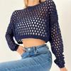 BITCED Sweater with Flared Sleeves Loose Crew Neck Cutout Sweater for Women